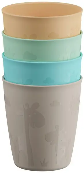 Set de căni pentru copii NIP Beaker - Girafă, 4 bucăți, 250 ml