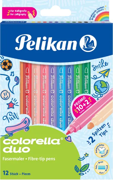Set de carioci Pelikan Colorella Duo - 12 culori, duble