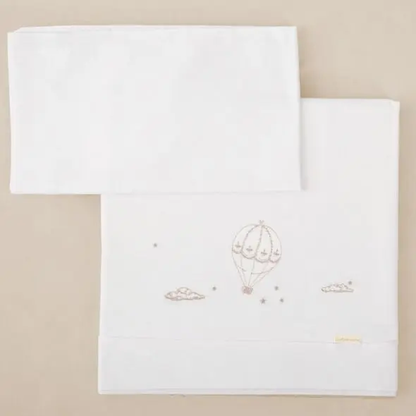 Set de cearșafuri pentru bebeluși Bimbidreams - Noe, 3 bucăți, 50 x 80 cm