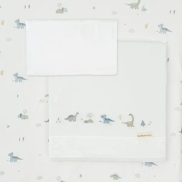Set de cearșafuri pentru cărucior Bimbidreams - Trex, 3 bucăți 40 x 80 cm