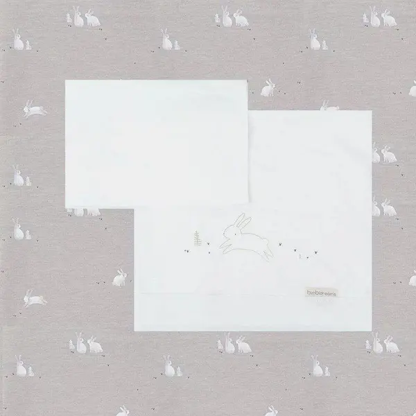 Set de cearșafuri pentru leagăn de bebeluși Bimbidreams - Bunny, 50 x 80 cm, Grey