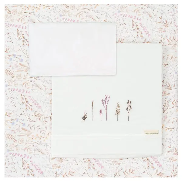 Set de cearșafuri pentru pătuț Bimbidreams - Niza, 3 bucăți, 50 x 80 cm