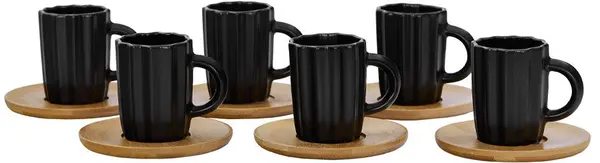 Set de cești de espresso Maison - Cactus, 6 buc., 80 ml, negre