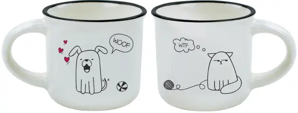 Set de cești pentru espresso Legami - Dog & Cat, 2 buc..