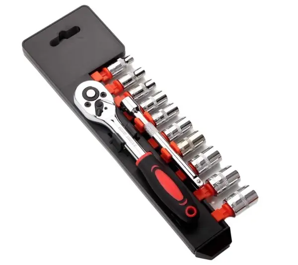 Set de Chei Tubulare 1/4" cu Clicket - 12 Bucati, din Crom si Vanadiu