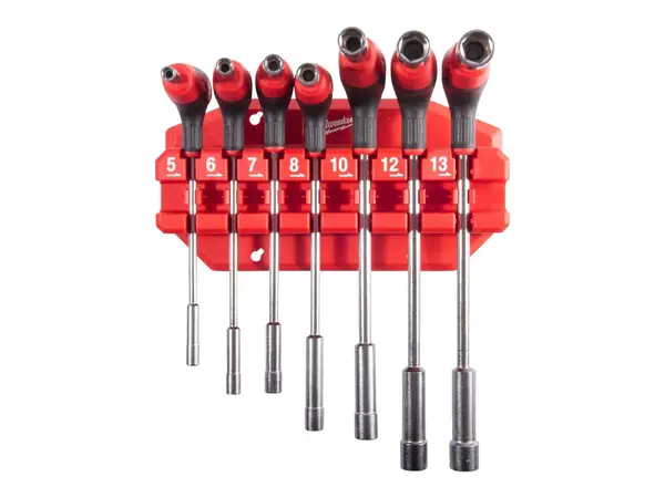 Set de chei tubulare Milwaukee, 7 piese, maner T cu suport ergonomic, 4932498704