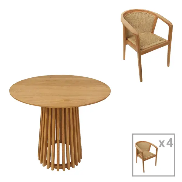 Set de cina Granny-Kenda 5 bucati, Natural, D80x75 cm