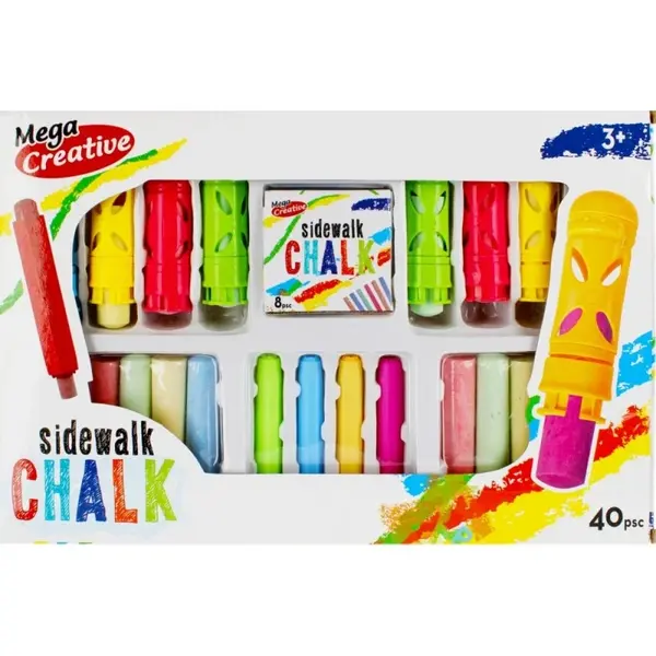 Set de colorat creta pentru asfalt cu ustensile, 40 piese
