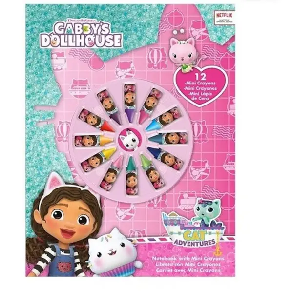 Set de colorat Gabby s Dollhouse, Euroswan, 12 mini creioane, 28x21x1.5cm Engros