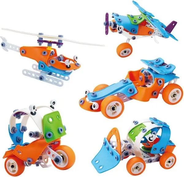 Set de constructie 5 in 1 Hoogar - Vehicule, 132 piese