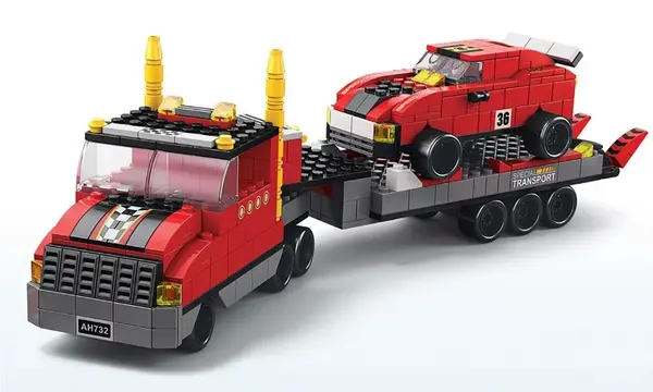 Set de constructie camion de tractare 6 in 1 cu 1000 piese