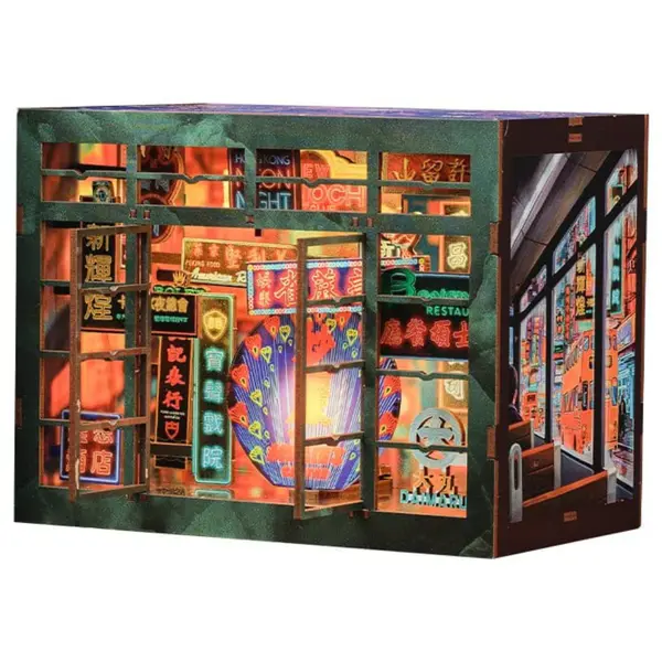 Set de Constructie CuteBee - Book Nook - Hong Kong Neon Light