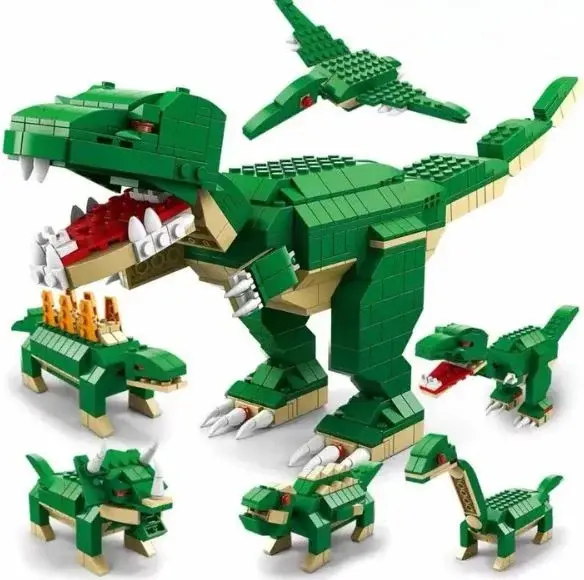 Set de constructie dinozauri 6 in 1 pentru copii cu 1000 piese