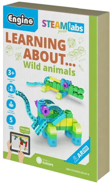 Set de construcție Engino Steamlabs Junior - Învață despre animalele sălbatice