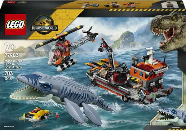 Set de construcție LEGO Jurassic World – Atacul Mosasaurului asupra bărcii (77983)