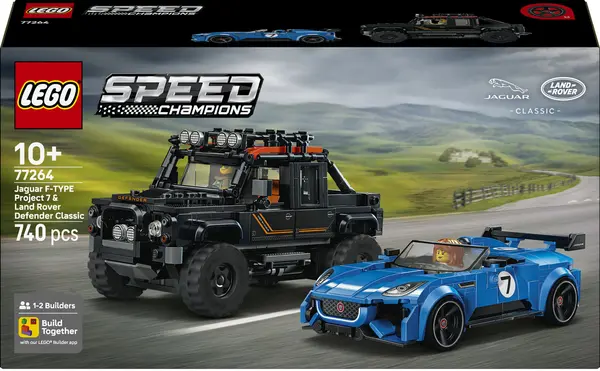 Set de construcție LEGO Speed Champions – Jaguar Project 7 și Land Rover Defender (77264)
