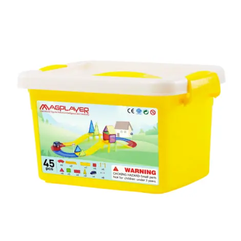 Set de constructie magnetic 3d - circuit masinute (45 piese)