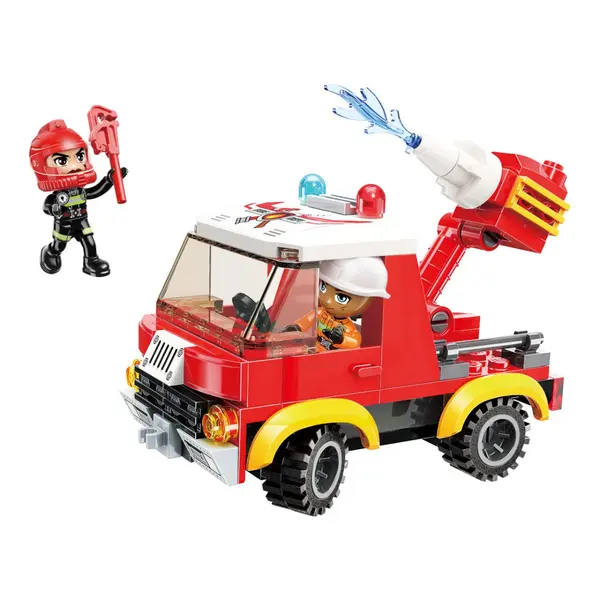 Set de constructie Qman Camion de Pompieri 110 piese