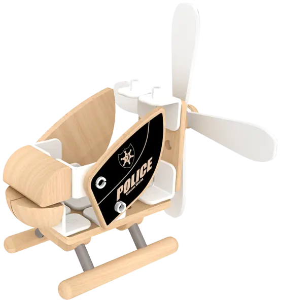 Set de construit din lemn Classic World - Elicopter de politie
