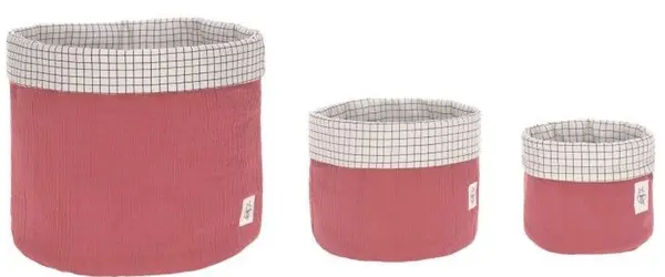 Set de coșuri de depozitare pentru jucării Lassig - 3 piese, lemn de trandafir