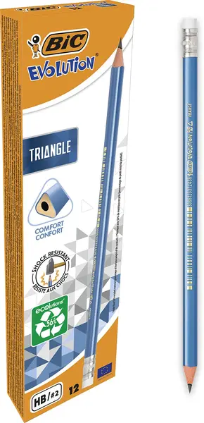 Set de creioane BIC Evolution - HB, cu radieră, 12 buc