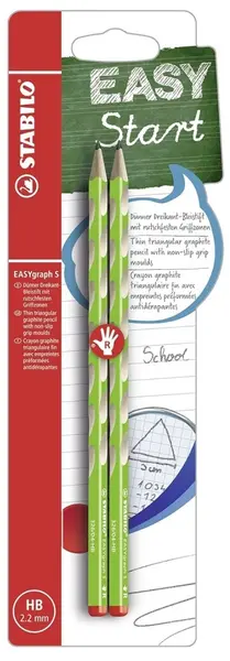 Set de creioane ergonomic Stabilo Easy - HB, 2 buc., pentru mâna dreapta