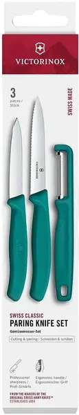 Set de cuțite de bucătărie și curățător Victorinox Swiss Classic – 3 piese, verzi