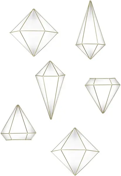 Set de decorațiuni Umbra - Prisma, 6 piese, oțel, alamă-mat
