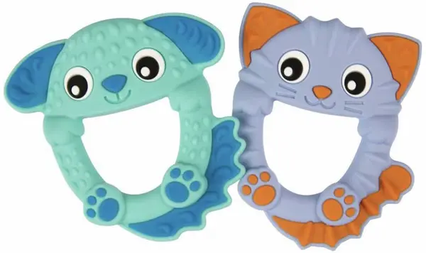 Set de dentiție din silicon Playgro - Animale, 2 buc