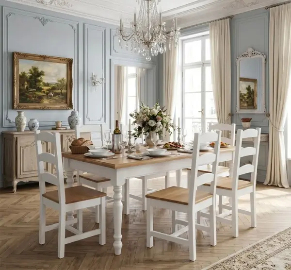 Set de dining Clasic Alb și Stejar