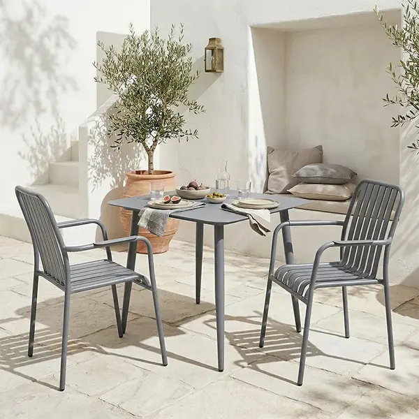 Set de dining Heven Vista pakoworld, set de 3 piese, aluminiu antracit, 80x80x72cm Set dining Heven Vista, Pakoworld, set din 3 piese, aluminiu antracit, 80x80x72 cm.