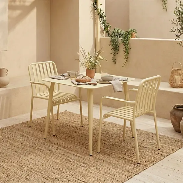 Set de dining Heven Vista pakoworld, set de 3 piese, champagne, aluminiu, 80x80x72cm Set de dining Heven Vista pakoworld, set de 3 piese, champagne, aluminiu, 80x80x72cm