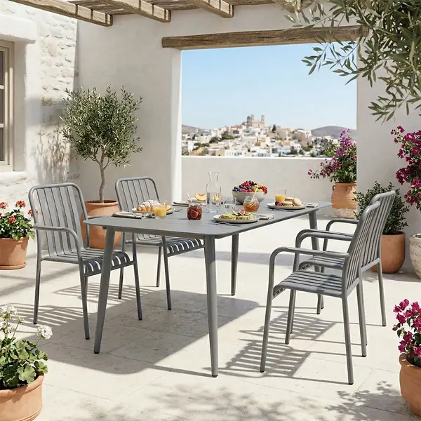Set de dining Heven Vista pakoworld, set de 5 piese, aluminiu antracit, 150x80x72cm Set dining Heven Vista, Pakoworld, set din 5 piese, aluminiu antracit, 150x80x72 cm.