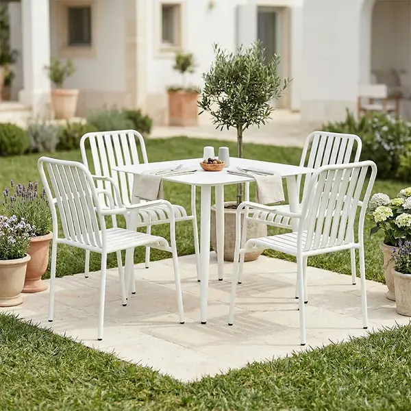 Set de dining Heven Vista pakoworld, set de 5 piese, aluminiu negru, 80x80x72cm Set de dining Heven Vista pakoworld, set de 5 piese, aluminiu negru, 80x80x72cm