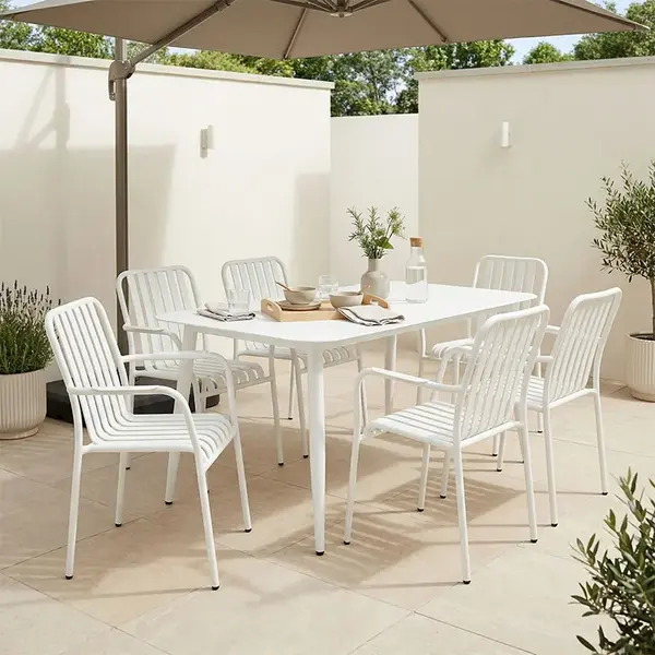 Set de dining Heven Vista pakoworld, set de 7 piese, aluminiu negru, 150x80x72cm Set de dining Heven Vista pakoworld, set de 7 piese, aluminiu negru, 150x80x72cm