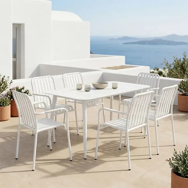 Set de dining Heven Vista pakoworld, set de 7 piese, aluminiu negru, 120x70x72cm Set de dining Heven Vista pakoworld, set de 7 piese, aluminiu negru, 120x70x72cm