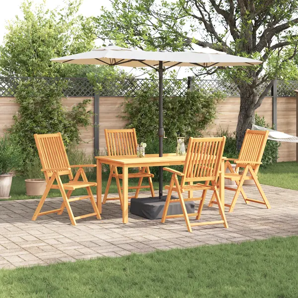 Set de dining pentru gradina din 5 piese din lemn masiv de acacia, pliabil