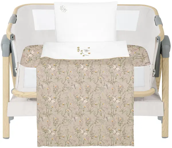 Set de dormit pentru bebeluși KikkaBoo Secret Garden - Pentru pătuț mini, 5 piese, Beige