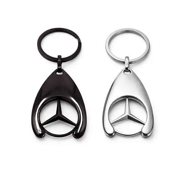 Set de doua brelocuri de chei DEPOX, Mercedes, 7.5 cm, metal, argintiu negru