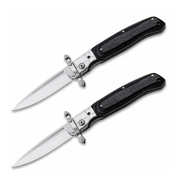 Set de doua bricege DEPOX , lama otel inoxidabil 420, maner lemn si metal, 23.5 cm