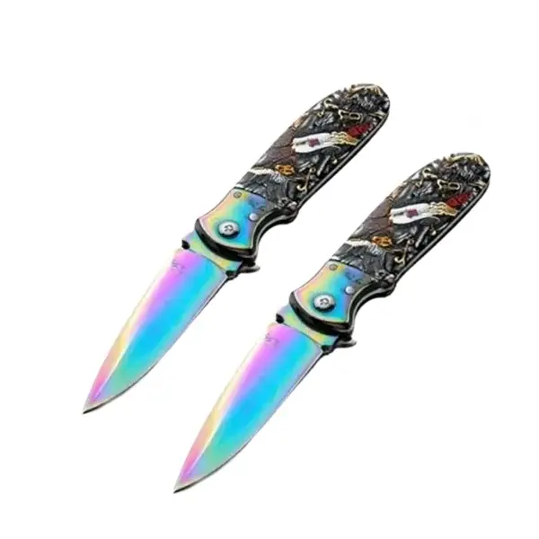 Set de doua cutite automate, DEPOX , lama multicolora, 24 cm, husa inclusa