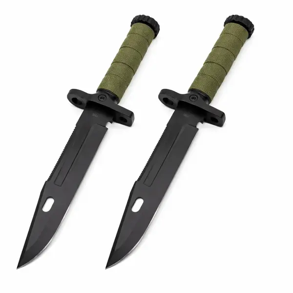 Set de doua cutite cu amnar si ascutitor , 32 cm DEPOX , teaca multifunctionala, verde military