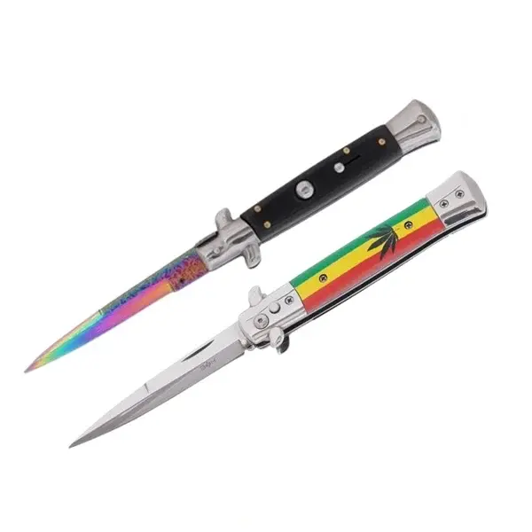 Set de doua cutite pliabile cu arc sicilian, DEPOX , deschidere automata, 22 cm, multicolor