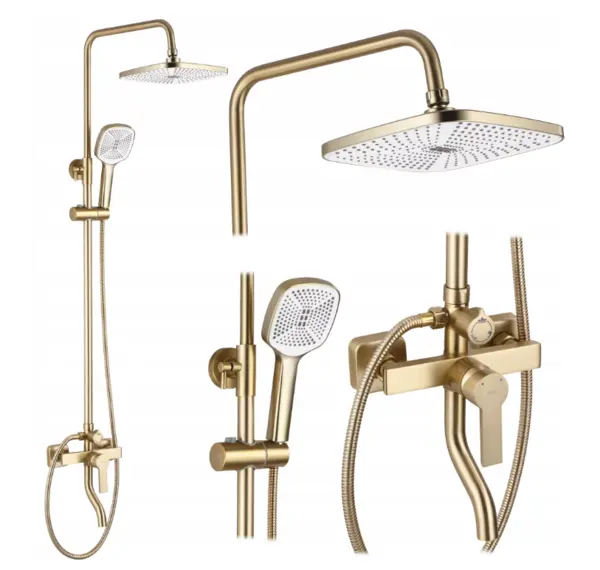 Set de dus Argus finisaj auriu periat mat sistem anticalcar rezistenta la amprente montaj facil aspect luxos COD 104 63