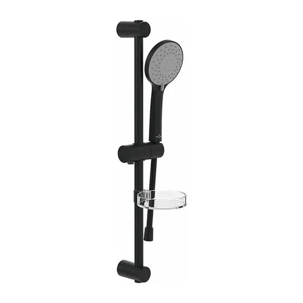 Set de dus, cu bara, portsapun, para dus si furtun, negru mat, VilleroyBoch Universal Showers