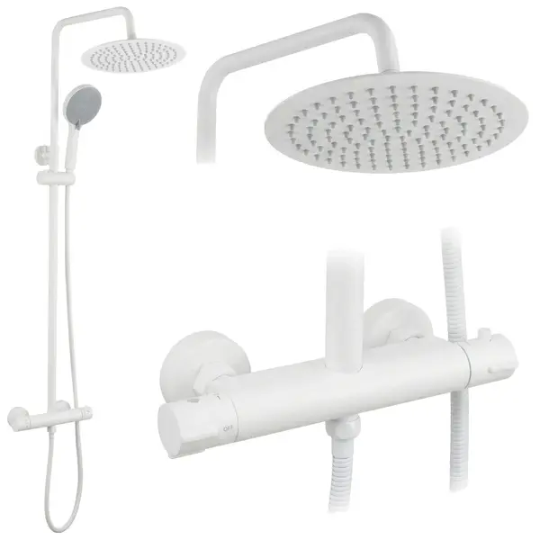 Set de duș fără pipă cu termostat Rea Lungo White
