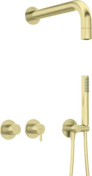 Set de dus incastrat, brat dus ploaie, para de dus si baterie, auriu, Deante Silia