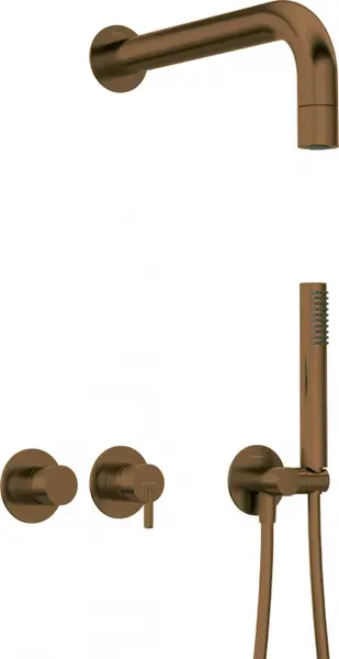 Set de dus incastrat, brat dus ploaie, para de dus si baterie, bronz, Deante Silia