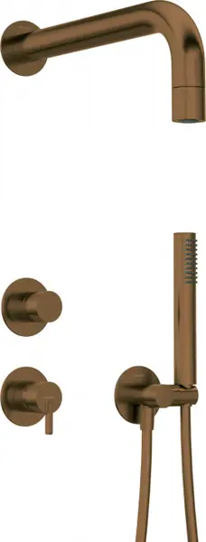 Set de dus incastrat, cu brat, para de dus si baterie, bronz, Deante Silia