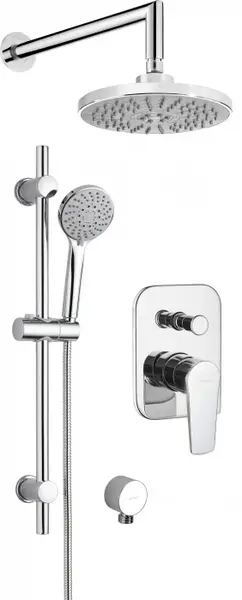 Set de dus incastrat, cu palarie, para de dus si baterie, crom, Deante Tubo